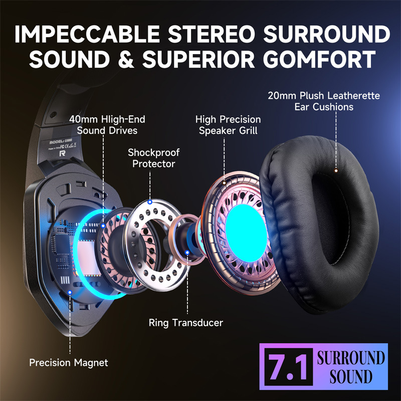 Yinzhuo G2000Pro Gaming-Kopfhörer, Surround-Sound-Bluetooth-Kopfhörer, speziell für E-Sport-Spiele, latenzfrei