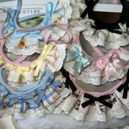 Цветочный бант с цветочным кружевным кружевным кружевным полотенцем в клетку для собак аксессуары для собак кошачий нагрудник метод корова шарф