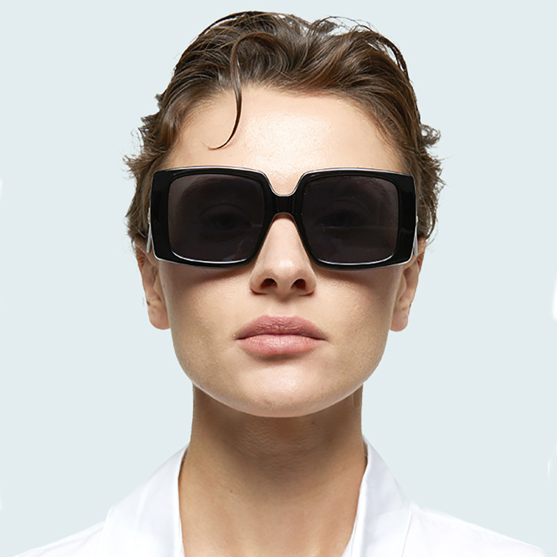 Nuevo elegante más tamaño cuadrado caja Chanel estilo gafas de sol transfronterizo europeo y americano mandarín pato pierna contraste color gafas de sol fabricante