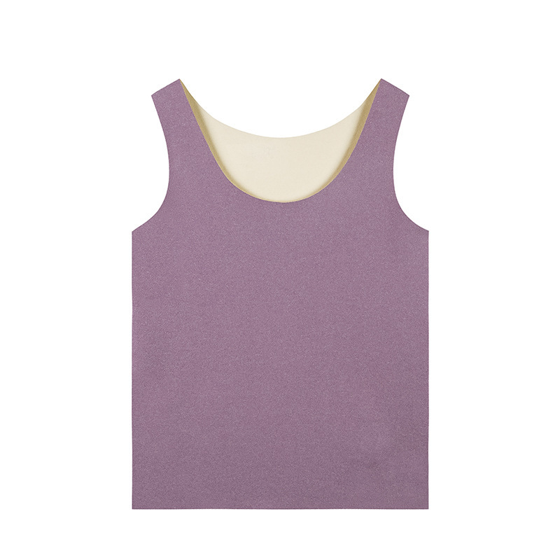 Chaleco superior térmico sin costuras con forro polar de otoño e invierno camisa de fondo de terciopelo de doble cara para mujer ropa interior térmica catiónica para mujer