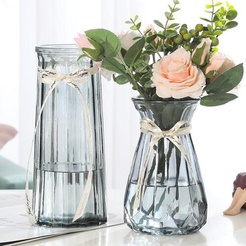 Creative simple glass vase colorful transparent water-raised rich bamboo lily flower vase living room decoration ornaments
