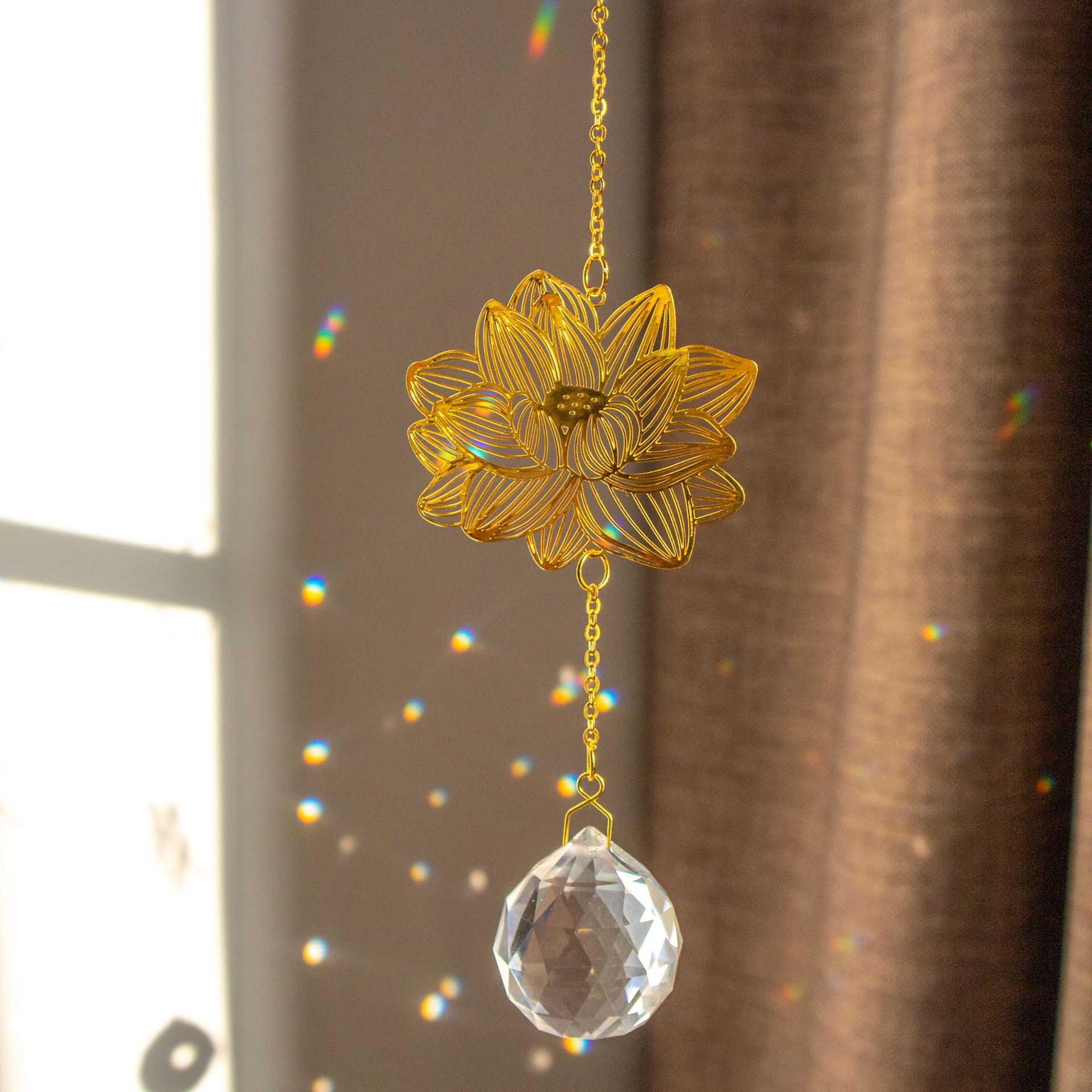 Lotus Pattern Elegant Style Elegant Lotus Artificial Crystal Brass Pendant Artificial Decorations