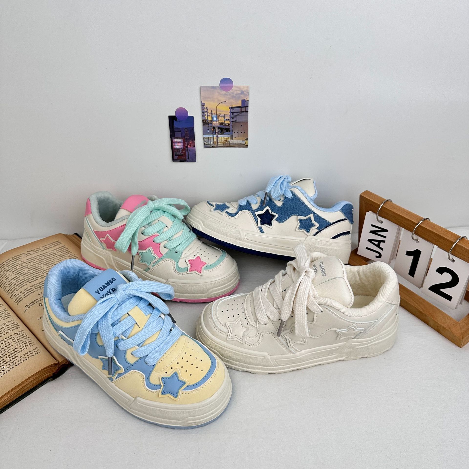 Far Wave 2025 Spring New Student Little White Shoes Zapatos de deporte de todo fósforo de uso exterior de mujer Estilo de Hong Kong Harajuku Zapatos deportivos de mujer