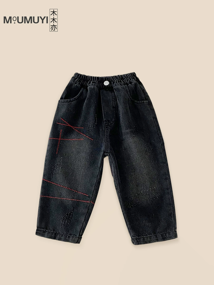 Джинсы осенние детские oversize, повседневные брюки для мальчиков, 2 цвета, размеры 90–140 см