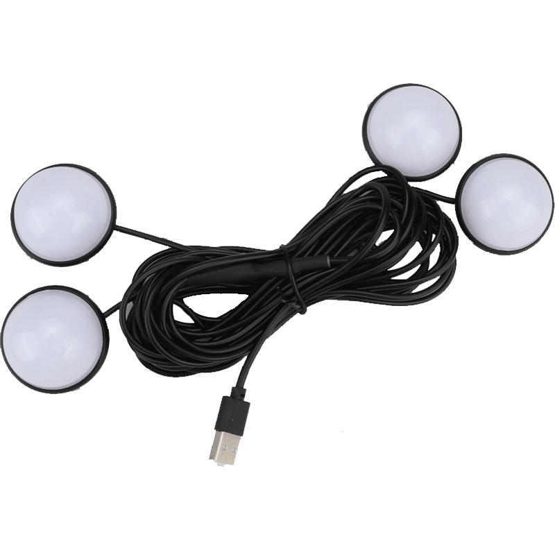 Lámpara de atmósfera del automóvil Lámpara de atmósfera del automóvil Iluminación de modificación LED un remolque cuatro lámpara de pie usb interior RGB