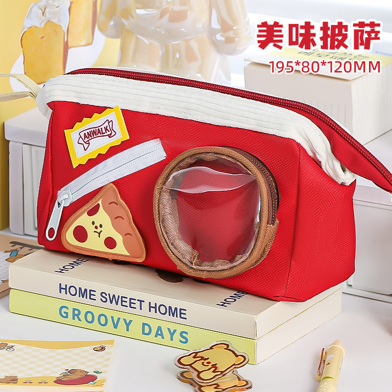 かわいい食べ物柄ペンケース 小学生 大容量 高颜值 配色がおしゃれな文房具入れ インスタ映え 個性的なペンケース|undefined