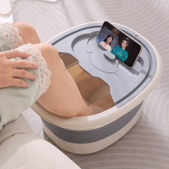 折りたたみ式フットバスバケツ、マッサージ用家庭用大人用厚みのある大容量折りたたみ式フットバスバケツ、フットバス用蓋付き