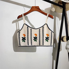 Sexy little camisole knitted embroidered hollow knitted short inner top for women boho fashion