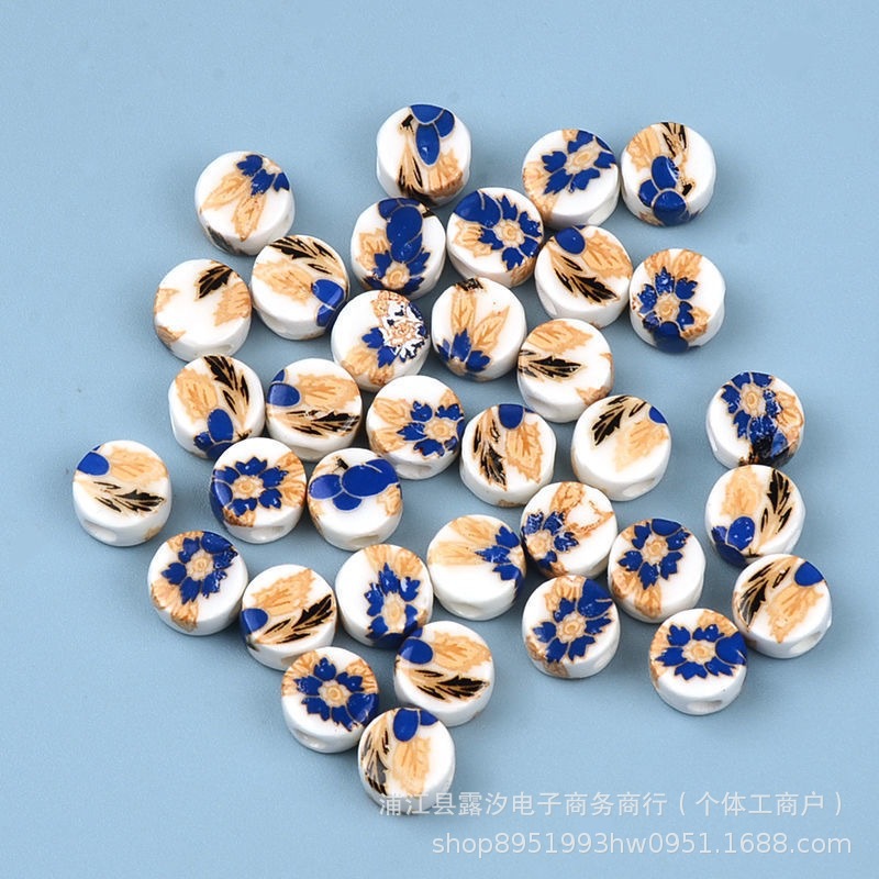 Flores de cerámica oblata esmalte de color decal de cerámica flores de estilo chino hechas a mano DIY collares pulseras pendientes accesorios