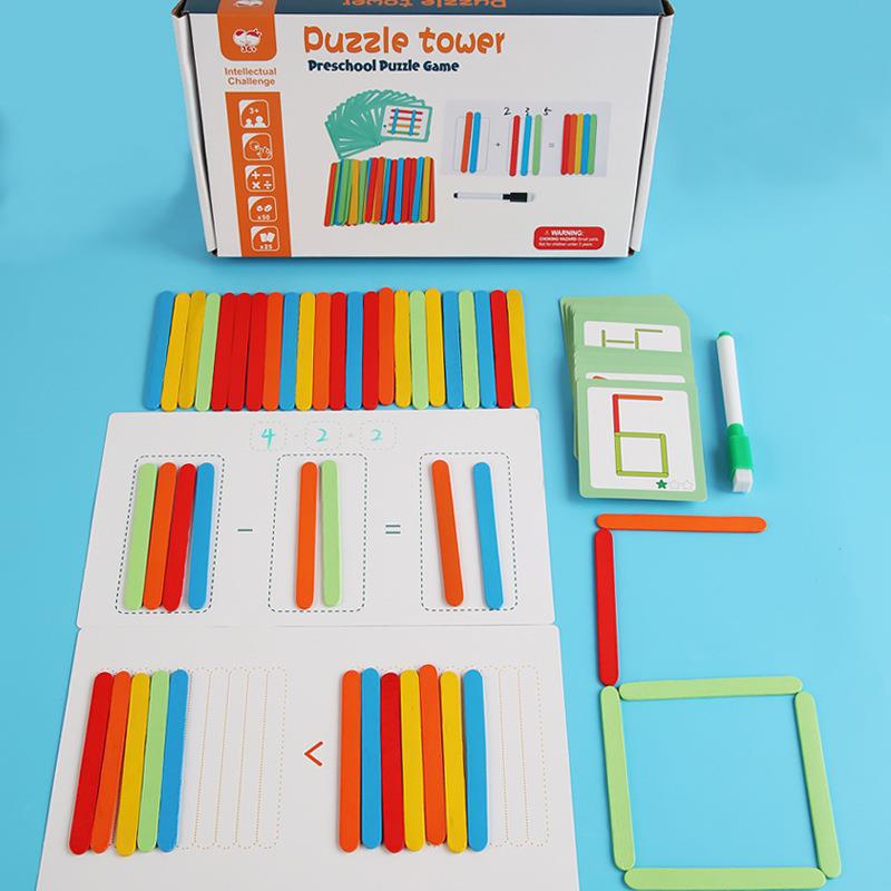 Montaje DE LOS NIÑOS contando palo de juguete palo de matemáticas aritmética palo contando palo estudiante de escuela primaria adición y sustracción material didáctico digital