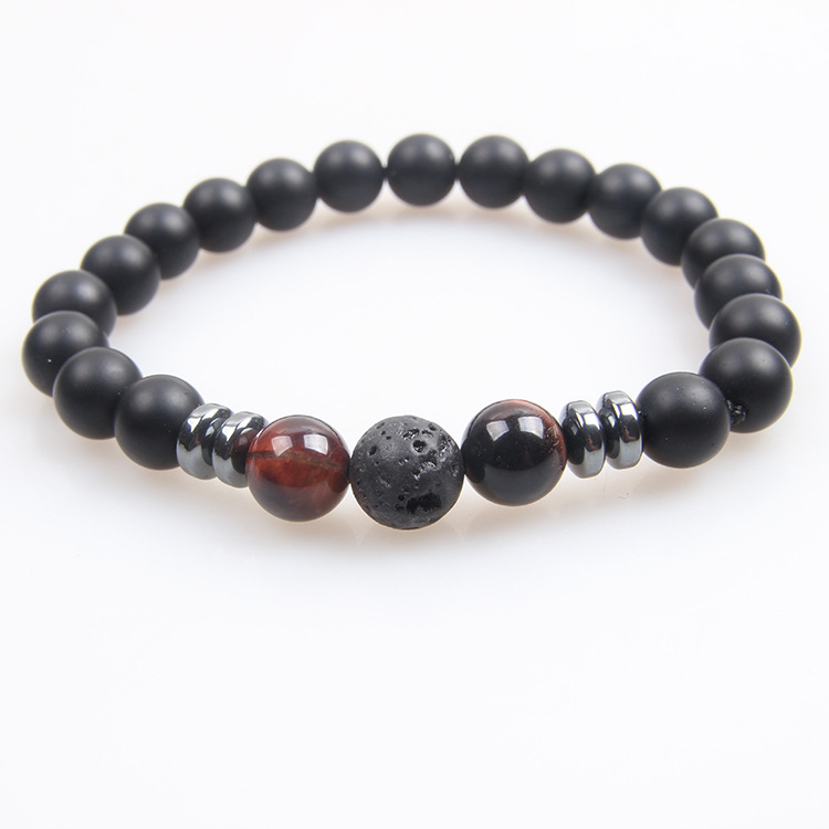 블랙 스톤과 레드 타이거 아이 스톤 팔찌 8mm