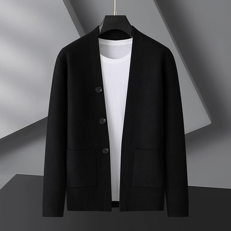 Толстый брат 2023 Весна и осень Новый мужской вязаный кардиган больших размеров, свитер, Свободный вязаный свитер