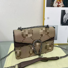 酒神链条包女包2024复古印花单肩斜挎女包双G小方包高级感