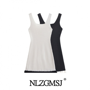 2024 autumn new women's European and American style fashion simple slim sleeveless short dress 1131335