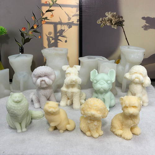 Serena Bichon Frize Puppy Scented Candle Diffusing Stone Silicone Mold DIY Teddy Dog Plaster Mold Ornament