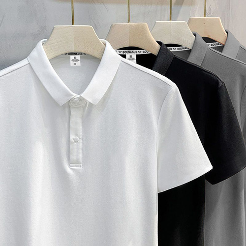 Heavyweight Collar Polo Shirt Men Loose Trend Brand Solid Color Plus Size T-Shirt Men Casual American Short Sleeve Top
