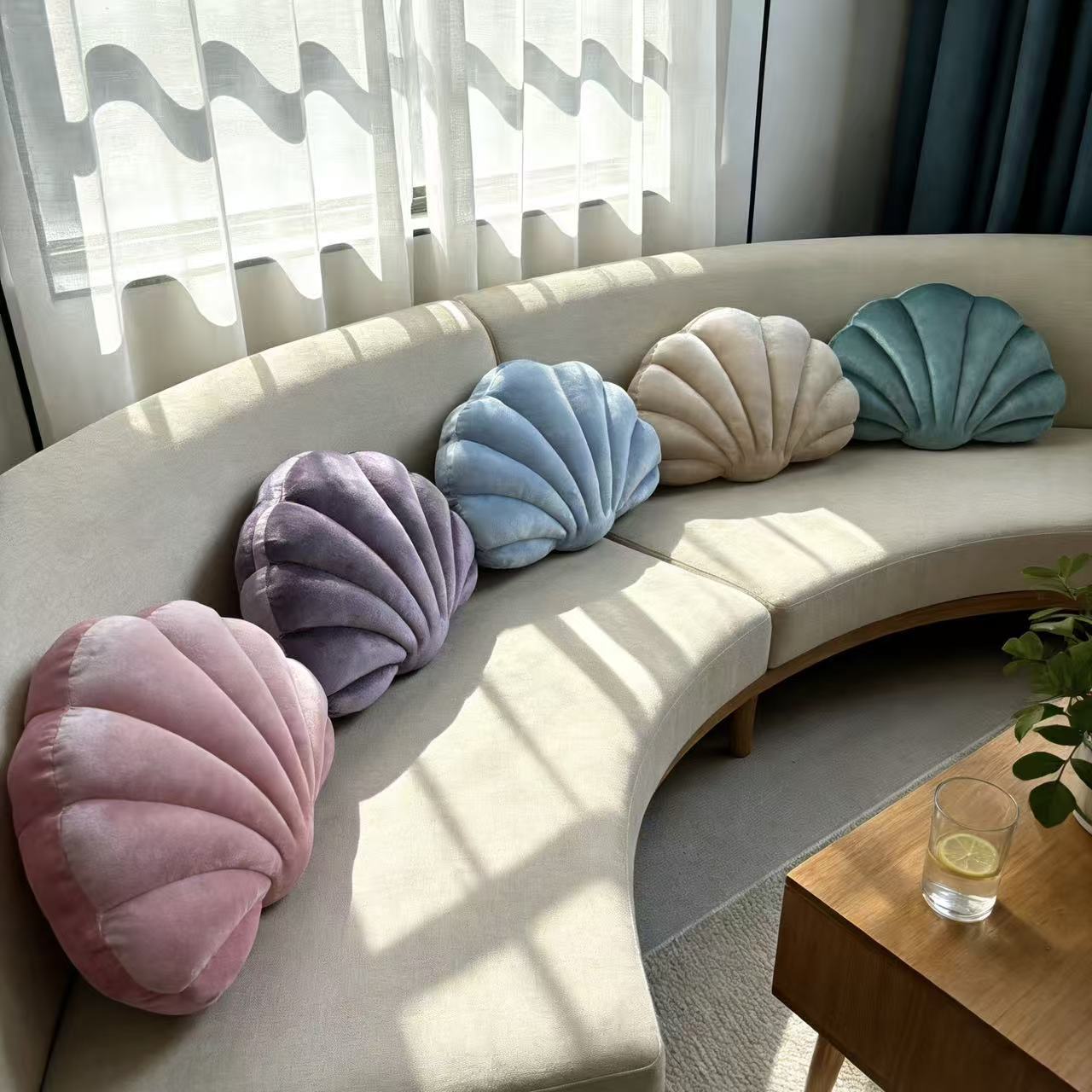 Zhang Yixing's Same Style Plush Shell-Shaped Pillow for Home Aquarium Decoration, Sofa Office Marine Animal Pillow
