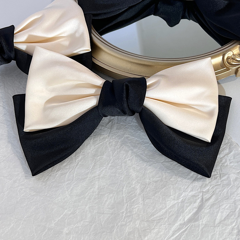 Elegant Color Block Cloth Bow Knot Hair Clip 1 Piece5