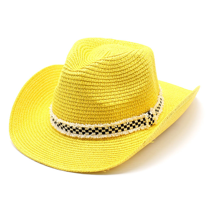 Unisex Basic Hawaiian Vacation Solid Color Flat Eaves Straw Hat display picture 1