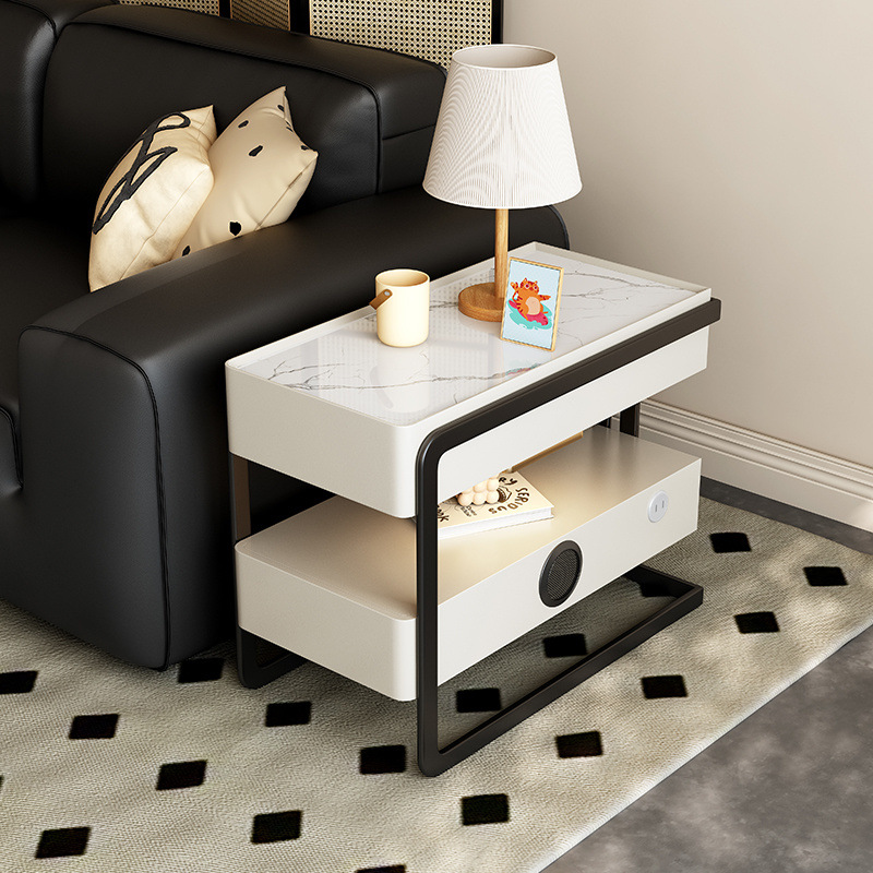 Gabinete de almacenamiento de sala de estar de lujo ligero móvil sofá de madera sólida gabinete lateral de mesa de té casero gabinete lateral de sofá gabinete lateral