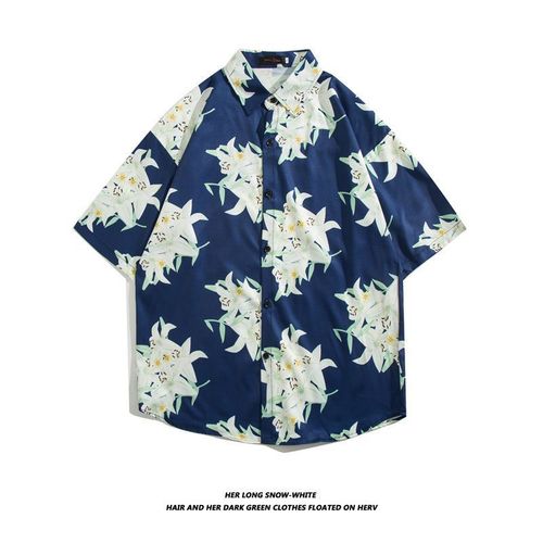 Short-sleeved floral shirt Hainan Island suit beach suit Sanya summer wind Thailand travel men's couple casual loose shirt 