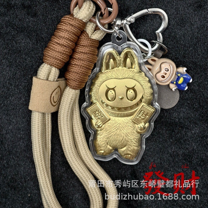 Shuibeitong 純金バブルマート LABUBU 漫画携帯電話チェーンロープペンダントラブブキーホルダーペンダント|undefined