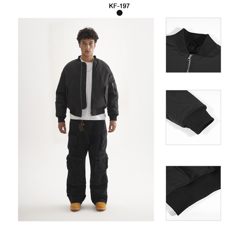 ETAI Hombre| Chaqueta de piloto corta de estilo americano de marca de moda simple color sólido multifuncional chaqueta de cremallera a prueba de derramamientos