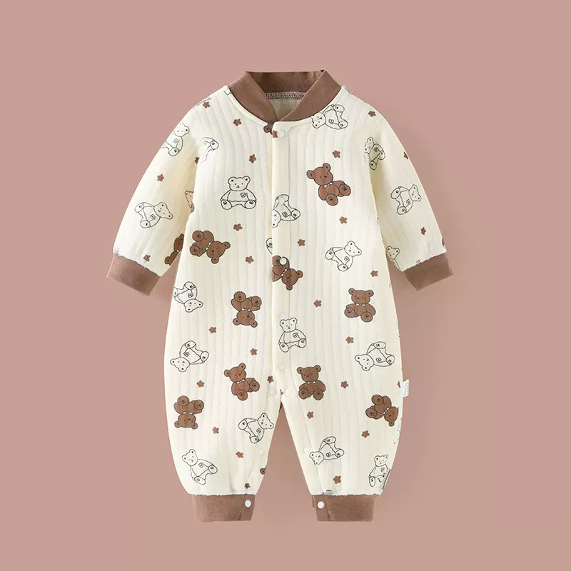 婴儿连体衣春秋冬装保暖冬季夹棉秋季儿衣服早秋宝宝三层加厚爬服