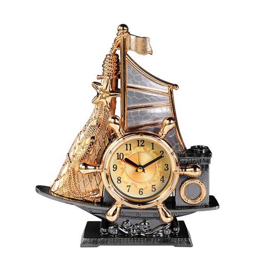Creative smooth sailing desk clock European retro alarm clock home furnishings clock decoration student bedside alarm clock