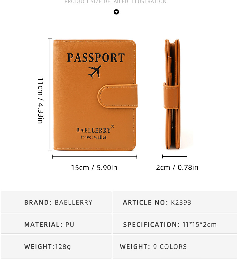 Baellerry 2023 New Unisex RFID Anti-magnetic Buckle Passport Bag. Simple Card Holder for Overseas Travel Documents._voghion.com