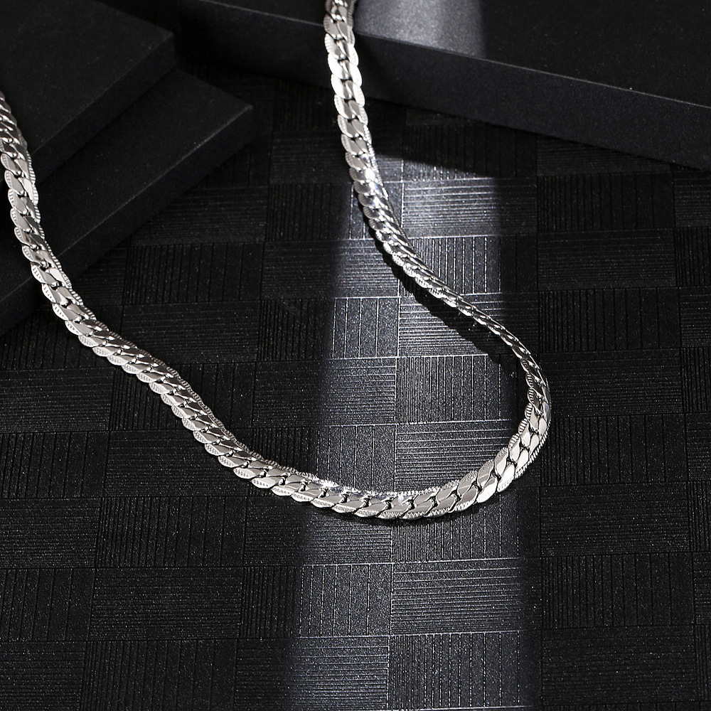 18g Weight PVD Coated Gold Plating Process 18K Gold Plated Plating Material Hip-Hop Simple Style Solid Color 304 Stainless Steel Polishing 18K Gold Plated PVD Coated Men'S Necklace Men's Chain Necklaces