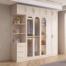法式轻奢衣柜卧室家用现代简约奶油风简易玻璃实木儿童储物柜