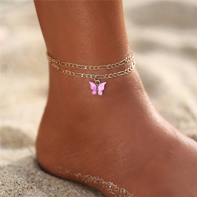 Vacation Devil's Eye Butterfly Alloy Plating Anklet display picture 3