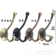 合金单钩创意双钩木柜门上黑色挂衣钩欧式仿古衣帽钩门后墙壁架