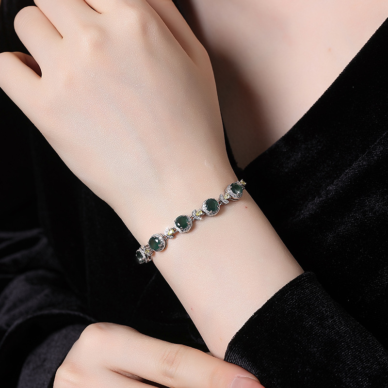 Nueva joyería de jade de agua azul natural china s925 pulsera de plata esterlina mujer nuevo material peligroso diseño avanzado sentido no se desvanece