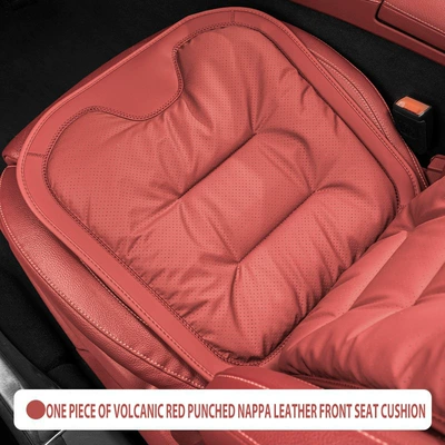 Cushion, Breathable Nappa Leather Seat – Seat cushion, seat cover - volcano-red-nappa-perforated-breathable-front-seat-cushion-1-piece