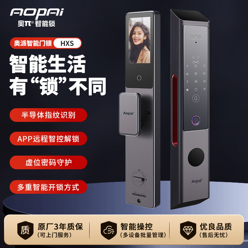 厂家批发跨境远程办公室公寓木门别墅指纹锁智能锁人脸密码锁家用