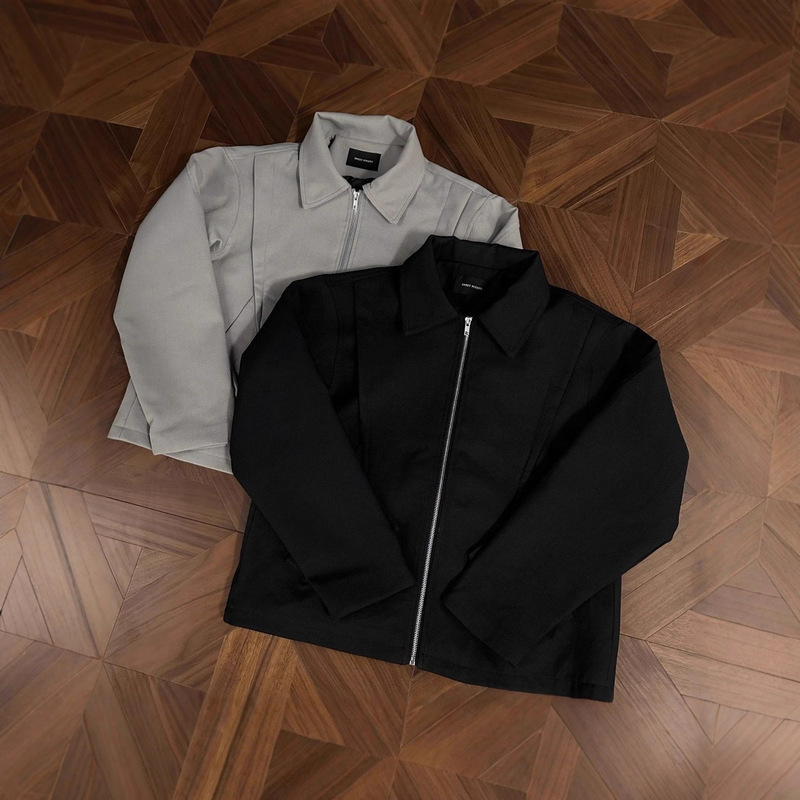 American Retro Flying Hinge Deconstructed Lapel Zipper Jacket for Men and Women Spring and Autum Cleanfit Pilot Jacket