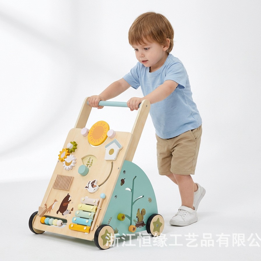 Juguetes personalizados de madera para bebés pequeños caminantes caminantes multifuncionales para el hogar 1 - 3 años