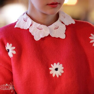 Korean petal collar hollow water soluble lace shirt false collar, saving false collar