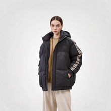 棉服男冬季新款潮流宽松连帽条纹加厚棉袄面包服休闲棉衣外套厂家