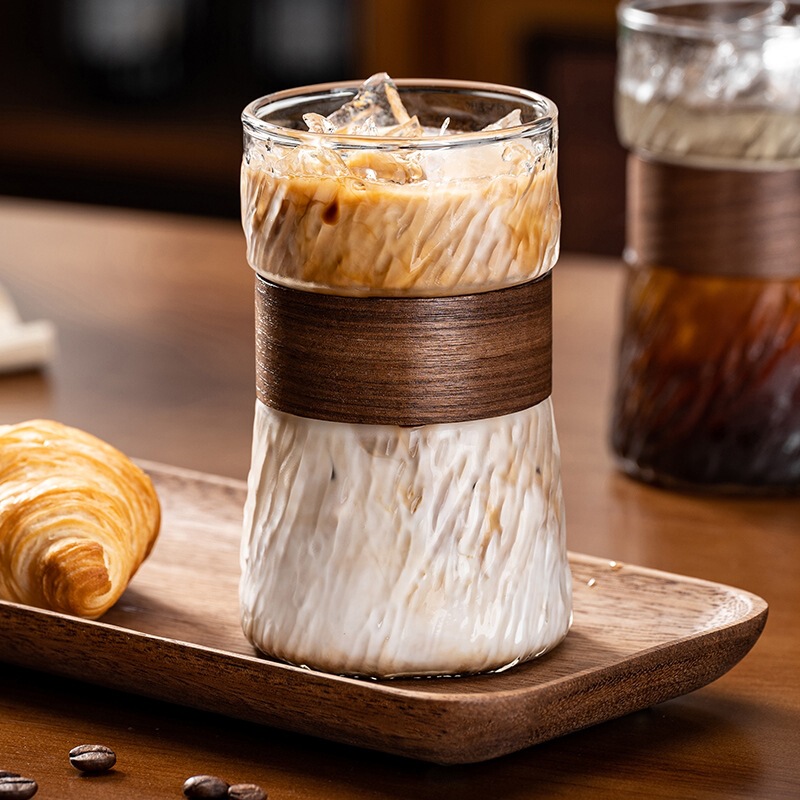 Heat-Resistant Anti-Scald Bamboo-Rimmed Glass Cup for Home Use, Ear-Hanging Coffee Cup, Iced Americano Latte Cup, Heat-Resistant Tea Cup Heat-Resistant Anti-Scald Bamboo-Rimmed Glass Cup for Home Use, Ear-Hanging Coffee Cup, Iced Americano Latte Cup, Heat-Resistant Tea Cup