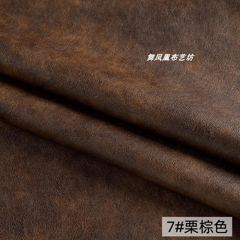 Chestnut Brown Vintage Distressed Leather - Soft Waterproof PU Fabric for European & American Style Leather Jackets, Skirts, and Trendy Bags - Thumbnail 5