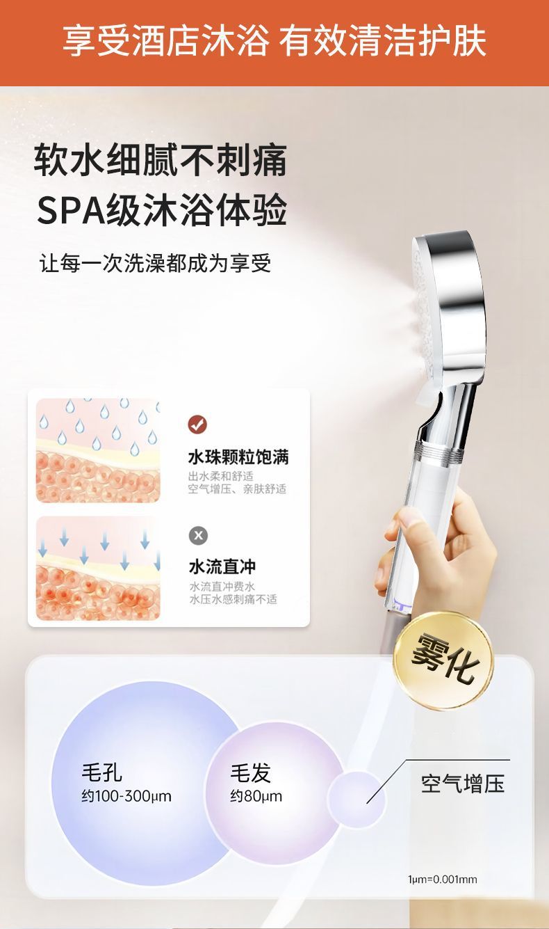 Pressurized filter showerhead, five-speed shower, hand spray, home bathroom, pressurized shower head set, AliExpress undefined