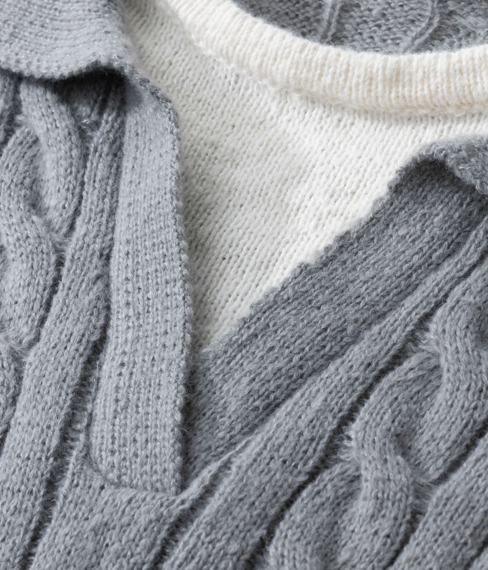 Pull en maille à col V oversize - Pull en grosse maille torsadée pour hommes et femmes - Haut décontracté automne-hiver (Noir/Gris)_voghion.com