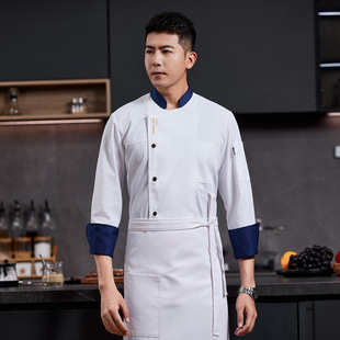 New Long-Sleeved Chef Uniforms, Work Clothes, Custom Printed Logo, Catering Industry, Hotel Kitchen, Waterproof and Oil-Proof Work Clothes, Custom-Made