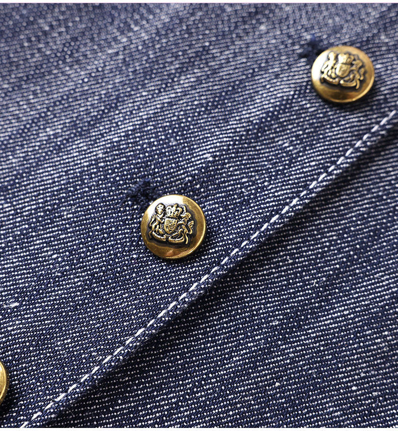 Áo vest denim nữ cổ chữ V phong cách retro, áo khoác mặc ngoài dáng suông dài 50–65 cm — Xanh cổ điển chi tiết 14