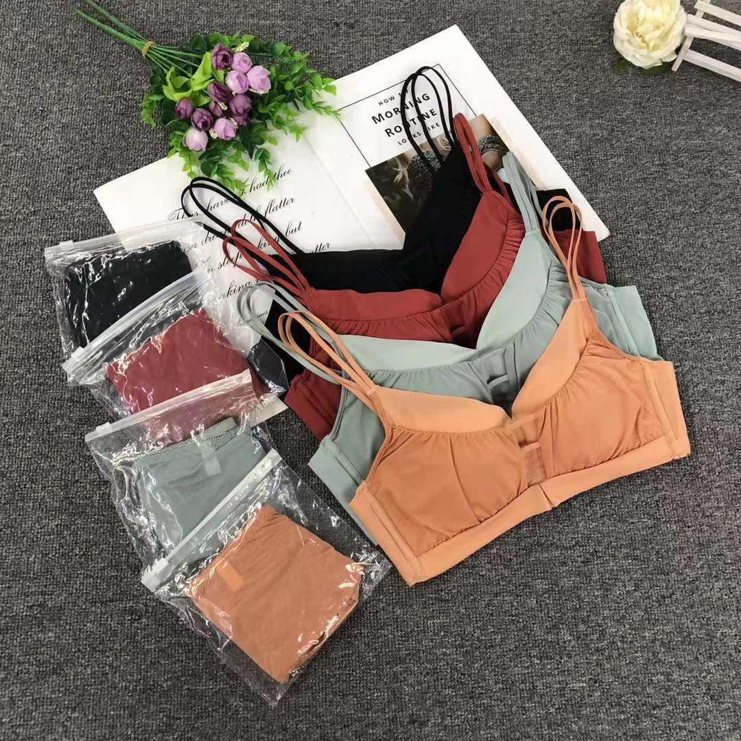 Nueva ropa interior de las mujeres pequeño pecho push up anti-sagging Delgado traje de sujetador de mama inalámbrico