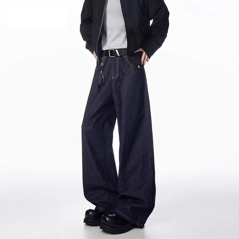 American Retro Cleanfit Wide-Leg Jeans for Men, Trendy Brand New Style, Loose Drape Straight Casual Long Pants American Retro Cleanfit Wide-Leg Jeans for Men, Trendy Brand New Style, Loose Drape Straight Casual Long Pants