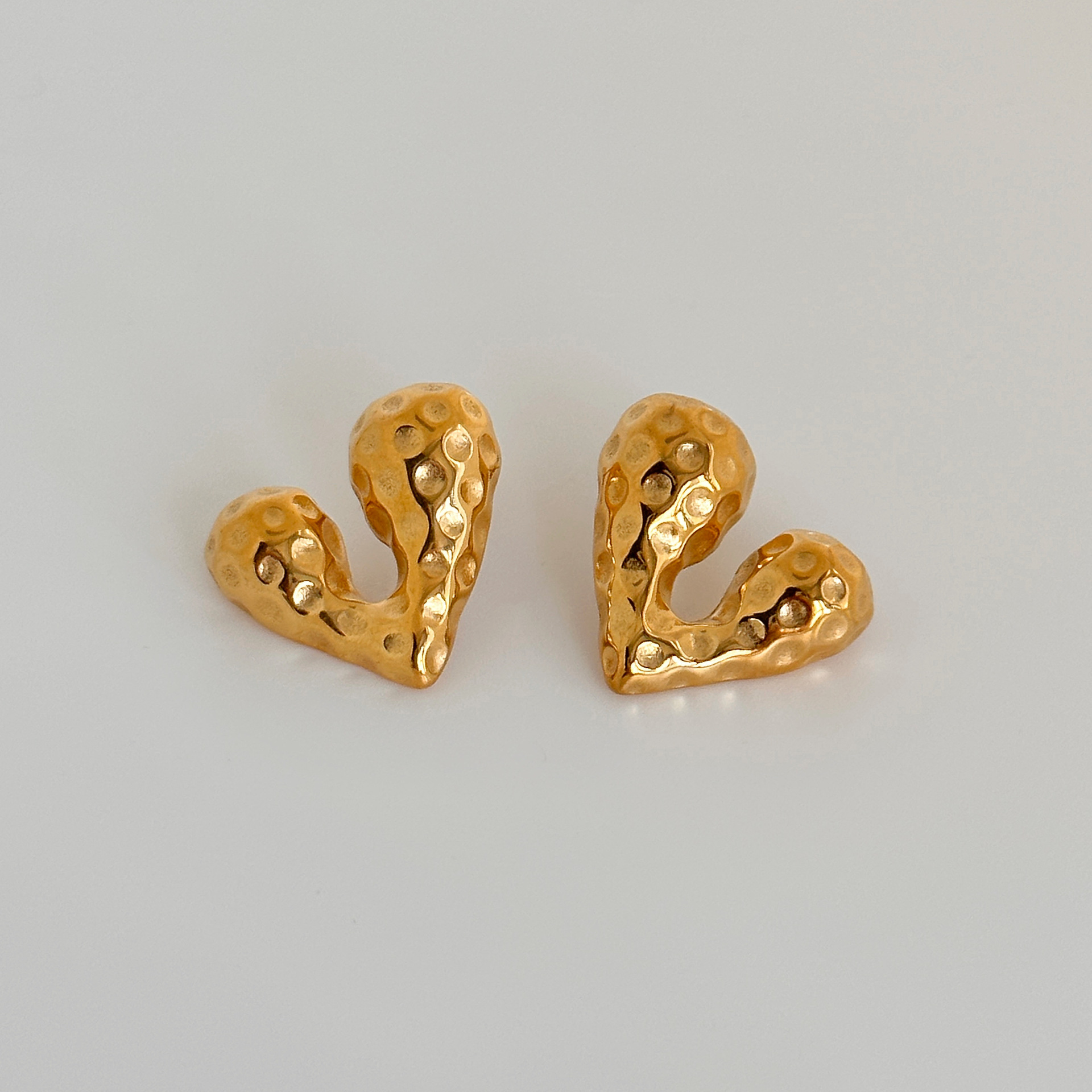 1 Pair Simple Style Commute Heart Shape Plating Titanium Steel Gold Plated Ear Studs display picture 1